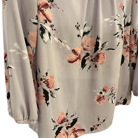 ELLE Women’s XS Floral Ruffle Neck Blouse Work Wear Office Brunch Top - Picture 5 of 8